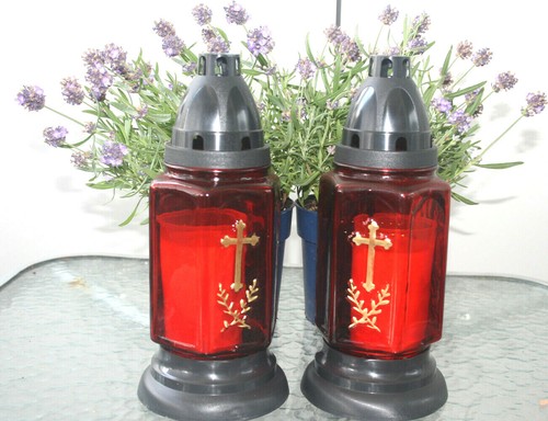 2er set glas grablampe - 2er-set, rot