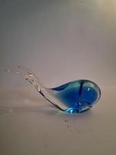 Murano ? Glas Figur Fisch Wal Ritzsignatur Länge 22 cm Gewicht ca.  1044 G