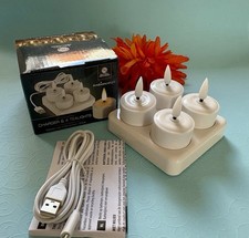 4 Teelichter, LED, aufladbar