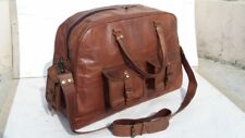 Original Vintage Duffle Duffel Weekend Overnight Herren Braun Leder Tasche
