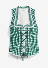 Trachten-Corsage mit Reißverschluss Gr. 44 Mattgrün Wollweiß Fest-Bluse Neu