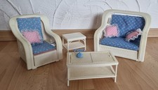 Barbie Traumhaus Möbel, Love Seat -  Korboptik Vintage 1983 4-teilig