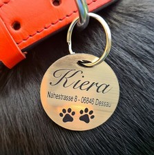 HUNDEMARKE mit Gravur individuell 1+2 Seitig Gravur  Hund / Katze  Gold Rund