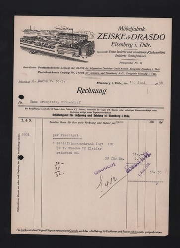 Eisenberg rechnung 1938 - eisenberg,,