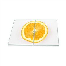 Herdabdeckplatte Ceran 2-Teilig 2x40x52 Zitrone Gelb Abdeckung Spritzschutz Glas