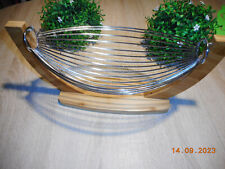 Deko Draht Obst Korb silber - Bambus : 40x18x20 cm Metallkorb Drahtkorb Korb