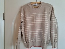 Brunello Cucinelli Cashmere Pullover beige/creme/rot Gr. L Gr.ital.54  42/44 TOP