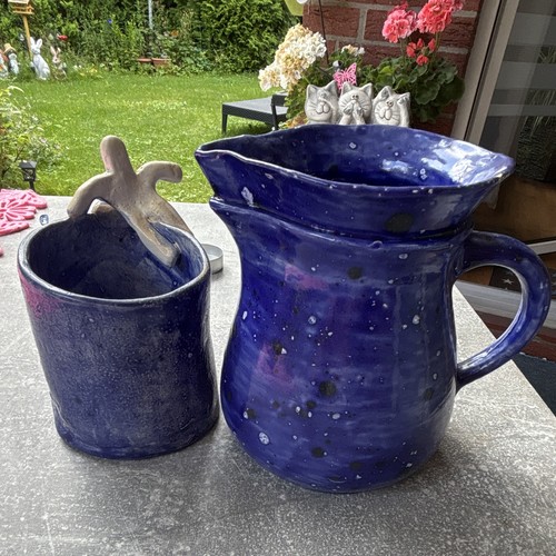 Blaue keramik kanne krug - blaue,