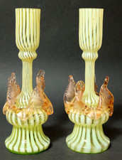 2 alte Jugendstil Art Nouveau Glasvasen Vasen Paar Uranglas ? Kralik ? Glas Vase