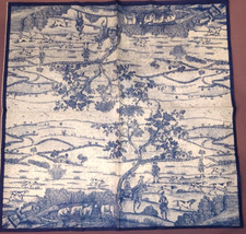 4 Servietten Blau Weiß V &A Toile Hunting Jagd Devonshire Hunting Tapestry H64