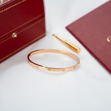 Cartier 18k RG Love Bracelet Size 18 Small Unisex - Full Set