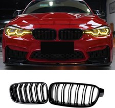 KÜHLERGRILL DOPPELSTEG NIEREN GRILL PASSEND FÜR BMW 3er F30 F31 GLÄZEND SCHWARZ