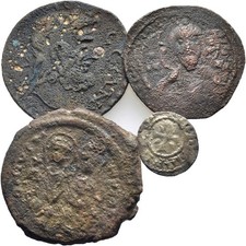 FITZ LOT 4 ROMAN BYZANTINE CRUSADERS BRONZE SILVER COINS CONSTANTINOPLE ØNON253