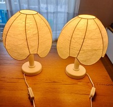 2 X TISCHLAMPEN LINUS BOPP COCOON HOLZ WEIß 60er 70er RETRO VINTAGE