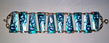Emaille Armband 60er / 70er Jahre schillernd blau Handarbeit Hippie Boho Art
