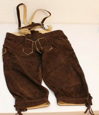 Lederhose Jungen braun Ziegenleder Velour, Gr. 152, mit Trägern Grasegger