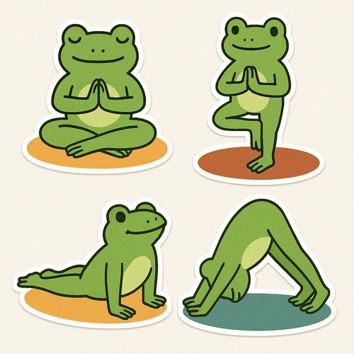 Yoga frosch sticker - sticker, set