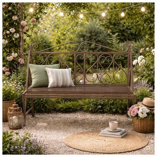 Gartenbank solea eisen braun - gartenbank,