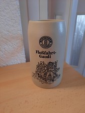 Bierkrug 0,5 aus Steingut beige Erdinger Weissbräu Floßfahrt Gaudi