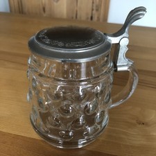 BMF Bierkrug Bierseidel Glaskrug mit Zinndeckel  0,5 L - wie neu