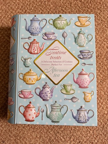 Novelty book shape biscuit tin - book,