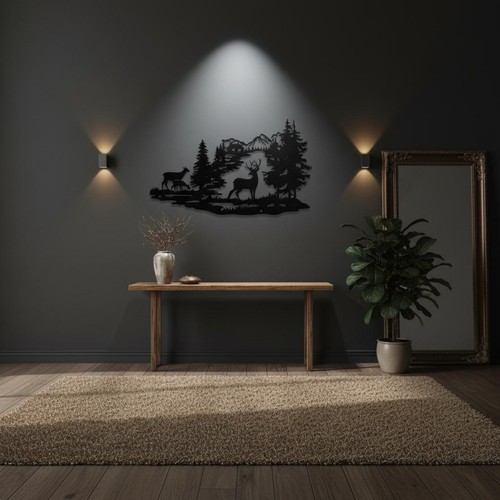 Hirschsilhouette wandbild - hirschsilhouette,