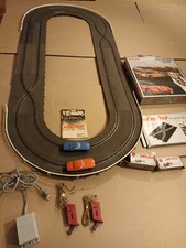 stabo Silvercup Bahn komplett mit 2 Autos, Trafo, Leitplanken, Spurwechsel