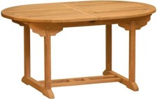 Teak Ausziehtisch oval Orvieto (bis zu 180>240 x 100 cm) Gartentisch Tisch Holz