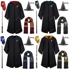 Harry Potter Hogwarts Schule Kostüm Robe Krawatte Schal Hüte Brillen Zauberstab