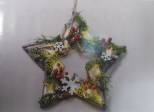 Weihnachts Dekokranz Türkranz  LED Licht  Stern Sternform Leuchtstern Aus Ästen 