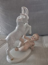 Wallendorf Porzellanfigur Putte Junge Ziegenbock Modell 1491 K. Steiner