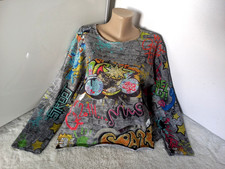 Pink Cherry tredy Pullover Graffiti bunt Muster 1 38/40 42 Comic Motiv Pulli TOP