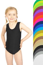 Kinder Body ohne Ärmel Glanz einfarbig leotard Turnanzug stretch Glanz 116 - 176