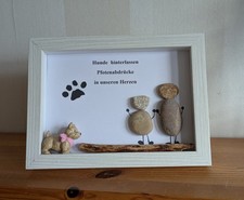 Steinbild - Hund- Bilderrahmen- Collage - handmade- NEU- Unikat