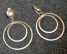 OHRCLIPS Kreise Ohrschmuck Modeschmuck 1970er Stahl? Ohrhänger Ohrringe VINTAGE