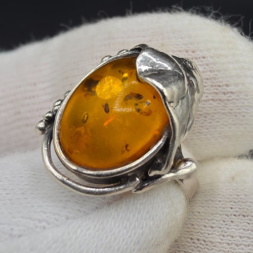 Bernstein silber ring - bernstein,