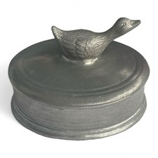alte Zinn Deckel Dose rund Gans Herstellermarke Punze ca. 650 g schwer