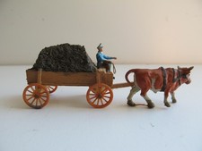 Preiser Holz 50/60er Jahre, Fuhrwerk mit Kuh und Fahrer, HO, 1:87