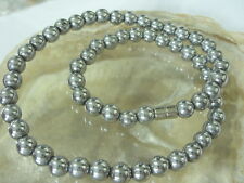 8 mm Edelstahl Hämatit Magnet Kugel Halskette Kette 45 cm m.Magnetverschluss