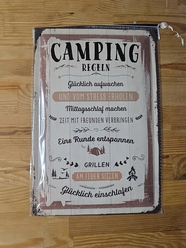 Retro blechschild camping - blechschild,