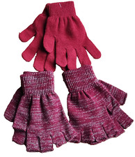 3 Paar Damen Handschuhe Fingerhandschuhe Glitzerfäden, 3er Pack NEU