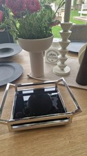 Fink Tablett mit schwarzem Spiegel Top Zustand Piano 25,5 x 21 cm Schale 