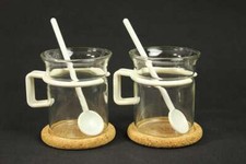 #7052 - 2 Stück - BODUM Bisto Teetassen - Weiss - mit Kork Untersetzer & Löffel