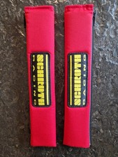 2 Schroth Gurtpolster 2 Zoll Gurtschoner rot, Schrift schwarz-gelb 50mm (neu)