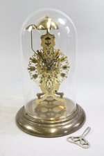 Tischuhr Skelettuhr Handaufzug gemarkt Glashaube Mitte 20.Jhd (GV334)