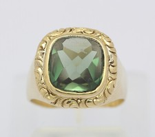 ♦♦ Ring in 14 kt 14k 585 er Gelb Gold mit Turmalin Gr. 65 Massiv Goldring Unisex