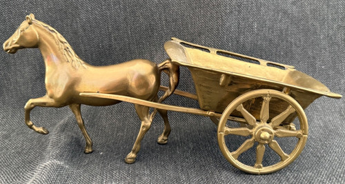 Messing pferd mit wagen - pferd,