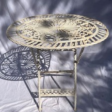 Casa Padrino Jugendstil Gartentisch Creme 70 x 54 x H. 74 cm - Garten Esstisch