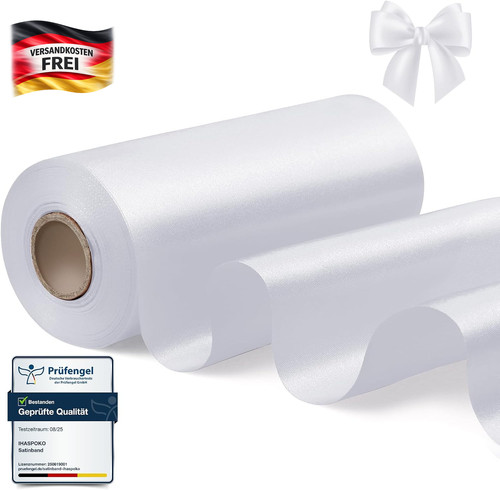 Satinband 15cm breit 20m weiß - 20m,