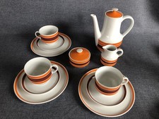 Royal Bavaria Porzellan Vintage Kaffeeservice für 3 Personen - orange braun